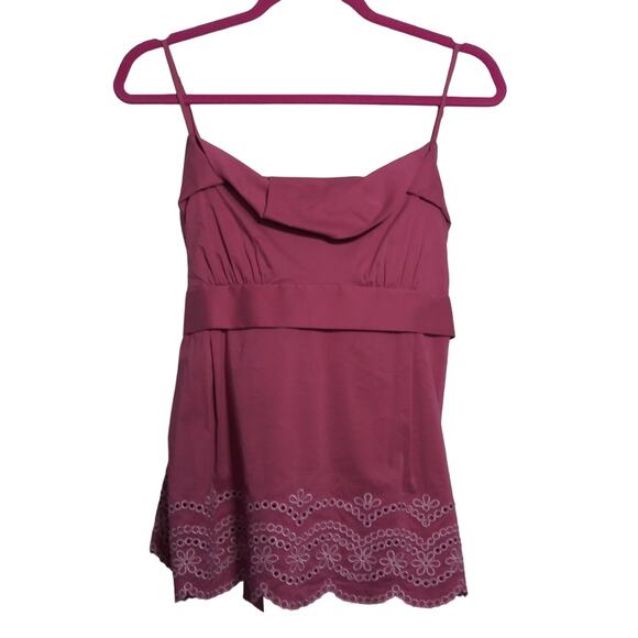 BCBG Max Azria Sleeveless Top with Embroidered Hem Bow Tie Back Size M - Picture 1 of 9
